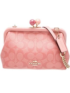 COACH Nora Kiss Lock Logo Pink Hand Bag-Shoulder Bag